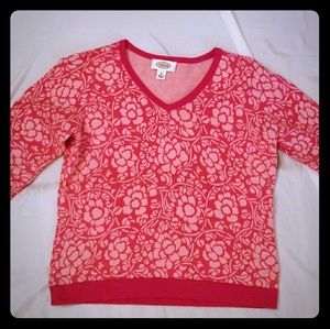 Talbot's Red and Pink Floral Sweater, Size M